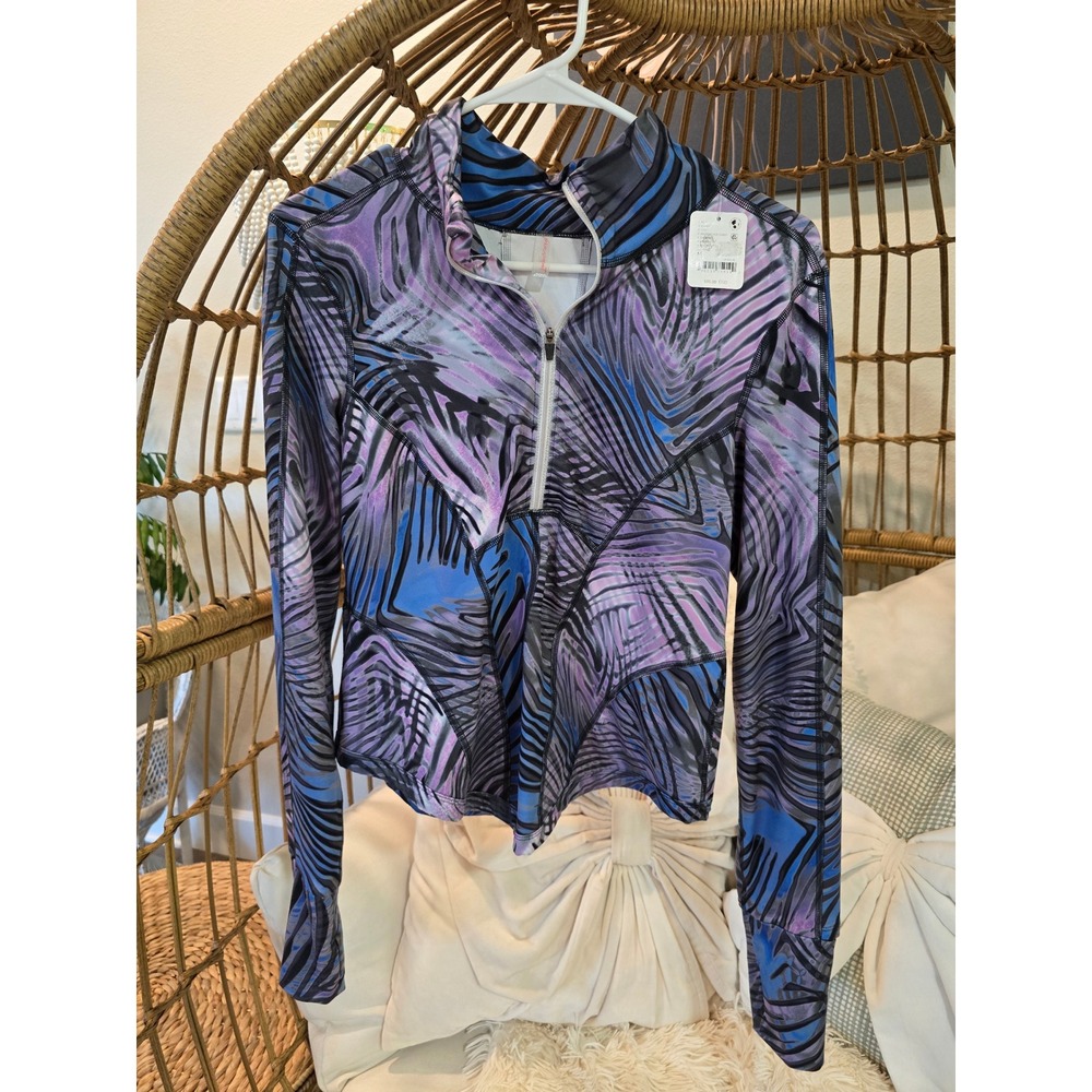 Free People Movement Free Throw Quarter Zip Pullover Blue Purple M